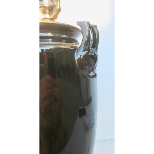 Black Mid 20th Century Black Chinoiserie MCM Table Lamp For Sale - Image 8 of 11