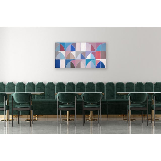 Blue 2026, Bauhaus Arches Sequence, Acrylic Paint on Canvas, Blue Geometric Drift, Architecture Patterns by Natalia Roman For Sale - Image 8 of 8