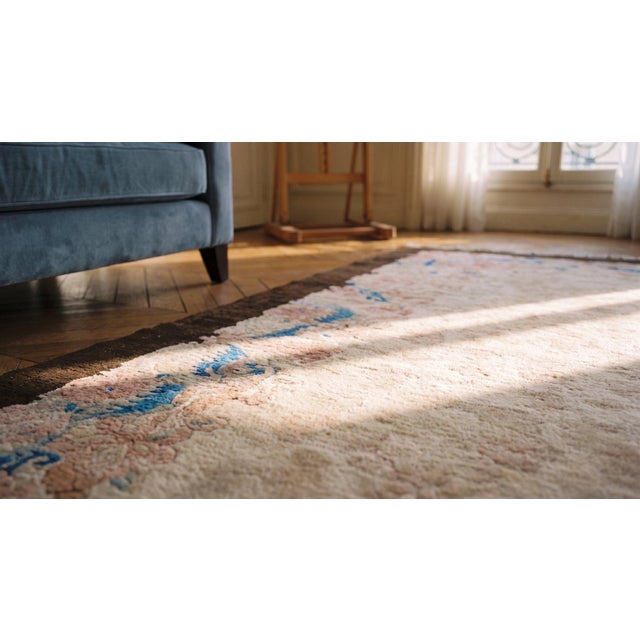 1920s Ivory Floral Antique Chinese Peking Carpet 6'1" X 8'8" Handknotted Wool Rug For Sale - Image 13 of 15