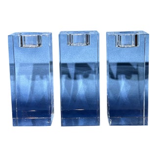 Modern Crystal Candle Holders Set of 3 Bombay Company For Sale