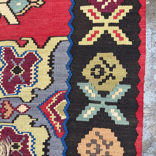 7ft 2in × 10ft 4in Turkish Kilim Area Rug With Geometric Medallion Pattern For Sale - Image 10 of 12