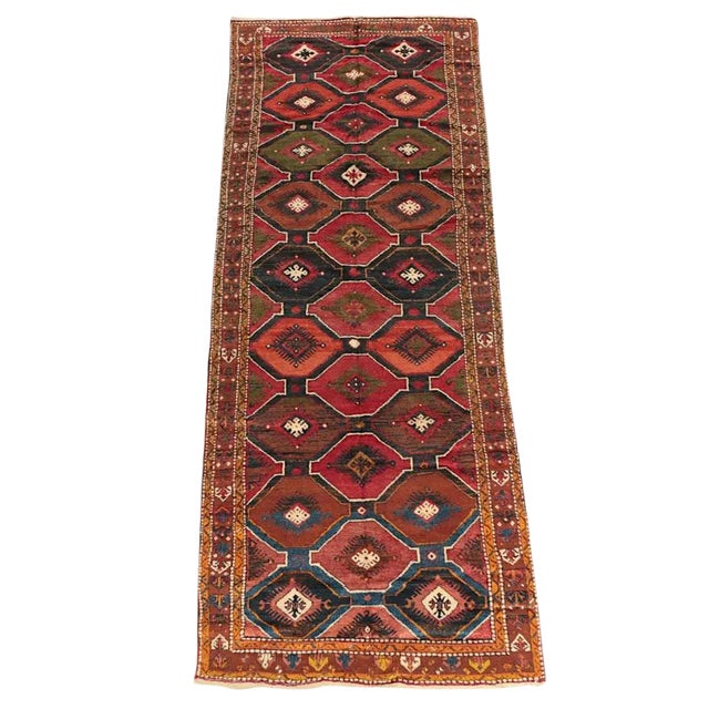 Antique Caucasian Karabaugh / Kazak Rug 4'7" X 12'2" Circa 1920's For Sale