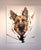 This oil painting presents a striking close-up of a German Shepherd's face, rendered with bold, expressive brushstrokes...