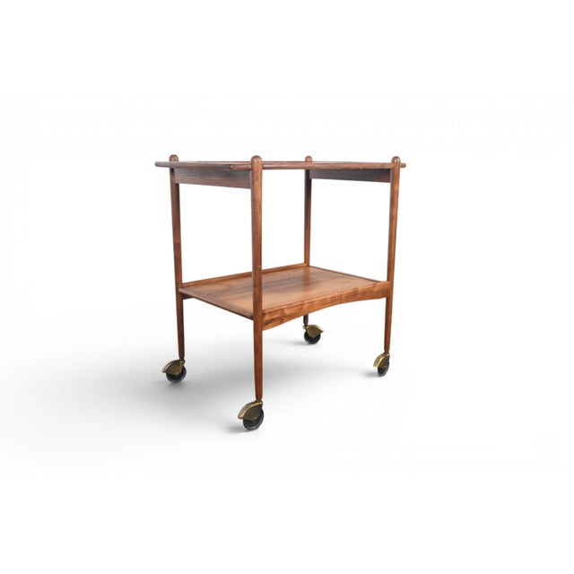 Mid 20th Century Mid 20th Century Danish Modern Bar Cart in Walnut + Black Laminate For Sale - Image 5 of 6