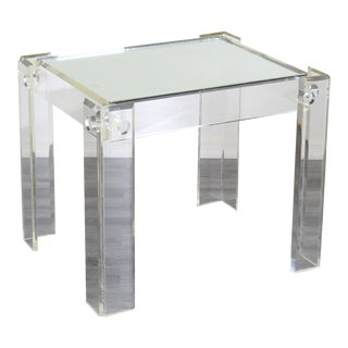 Vintage Lucite Side Table With Mirror Top For Sale