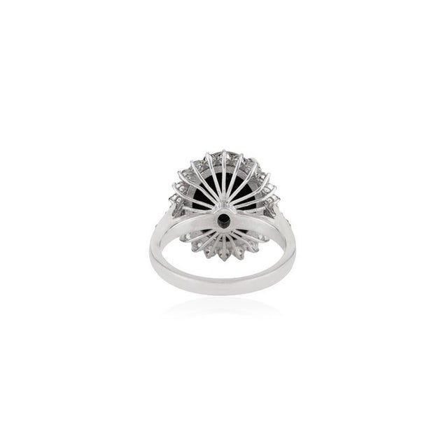 Art Deco Black Star Gemstone Cocktail Ring With Halo Zircons - Size 7.5 For Sale - Image 3 of 12