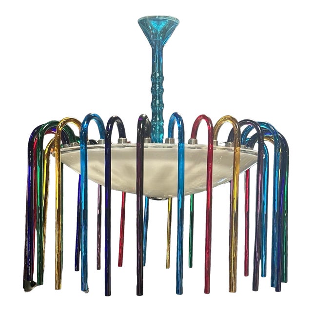 Mid-Century Multi-Colored Murano Glass Chandelier From Veart For Sale