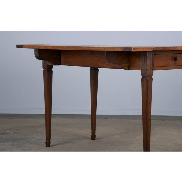 Antique French Louis XVI Neoclassical Style Walnut Drop Leaf Table For Sale - Image 10 of 12