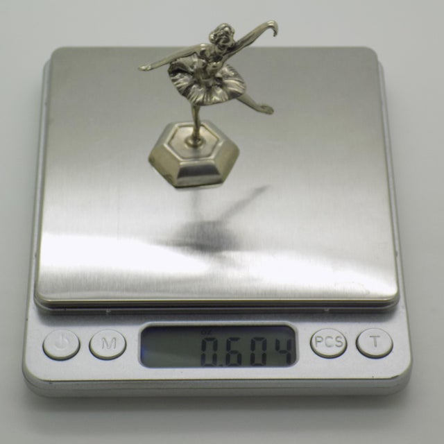 Metal Vintage Italian Handmade Genuine Silver Ballerina / Dancer Figurine Dollhouse Miniature For Sale - Image 7 of 8