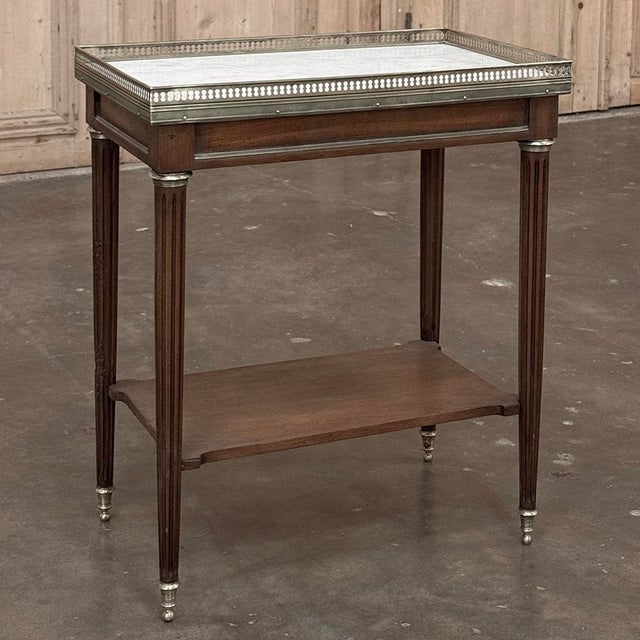 Louis XVI Mahogany Gallery Side Table With Carrara Marble Top For Sale - Image 13 of 17