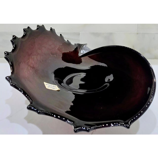 Vintage Polish Art Glass Conch Shell Centerpiece Bowl For Sale In Dallas - Image 6 of 11
