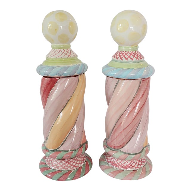 1990s Mackenzie Childs Ceramic Modular Shelf Pieces- Set of 4 For Sale