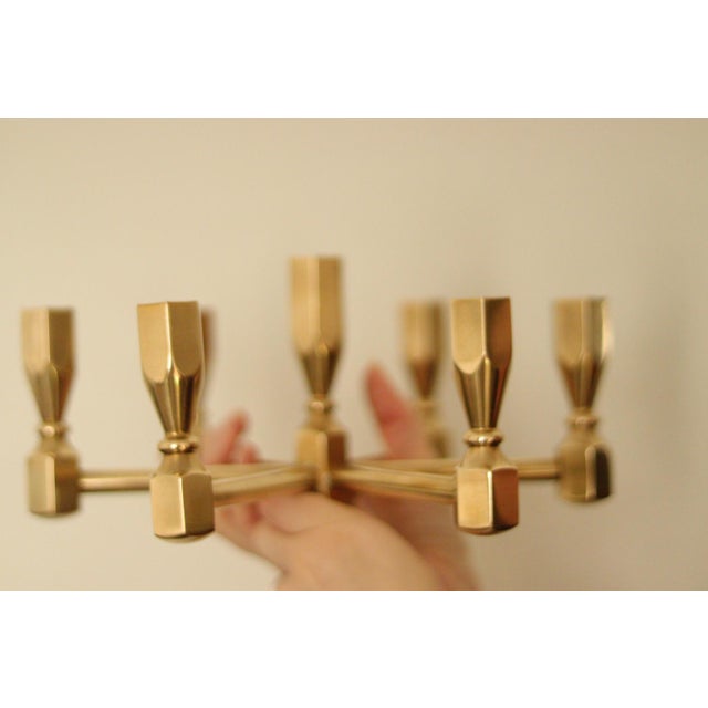 Vintage Swedish Brass 7-Arm Candelabra from Gusum For Sale - Image 17 of 18