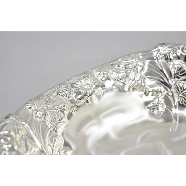 Silver Vintage WMF Germany Ikora Silver Plated Brass Floral Repousse Nut Dish Bowl For Sale - Image 8 of 16