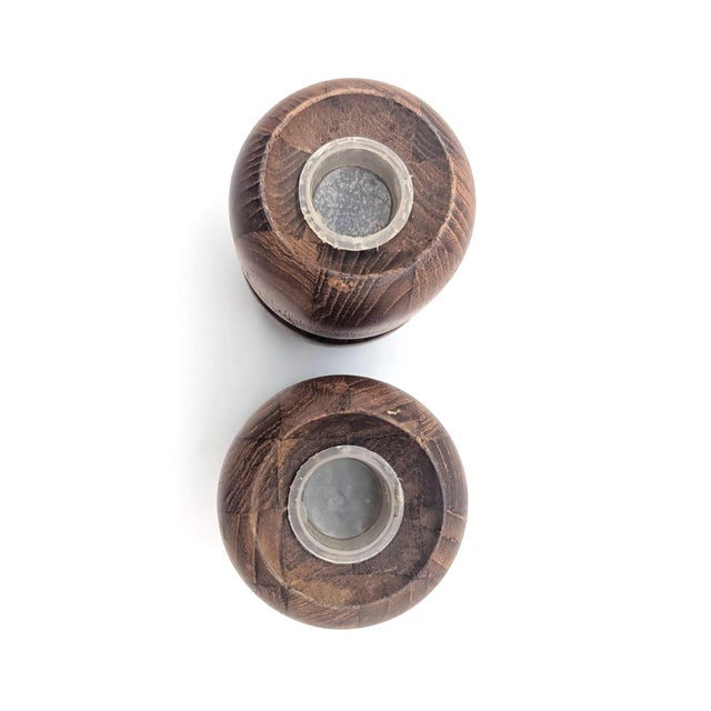 Mid 20th Century Teak Wood Salt and Pepper Shakers, a Pair For Sale - Image 9 of 9