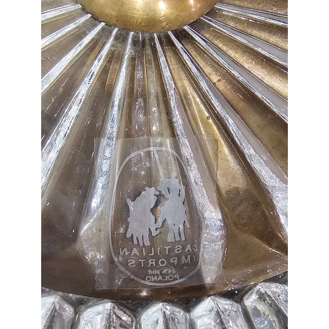 1980s Vintage Castilian Imports Polish Lead Crystal Fruit Stand With Ornate Solid Brass Swan Pedestal For Sale - Image 5 of 5