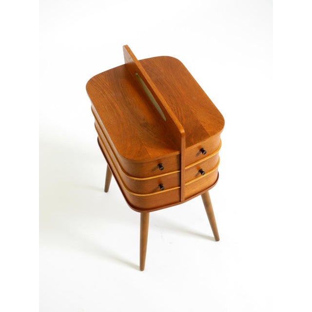 Wood Mid-Century Modern Teak Sewing Box with Hinged Compartments, 1950s For Sale - Image 7 of 18