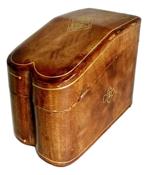 Vintage Italian Leather Playing Card Case With Embossed Gold Detailing