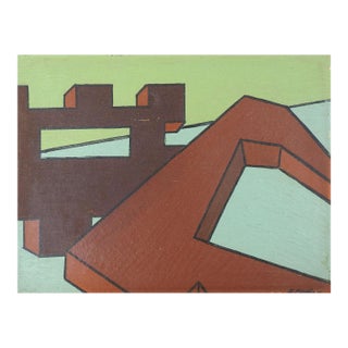Vintage Mid Century Abstract Color Block Painting For Sale