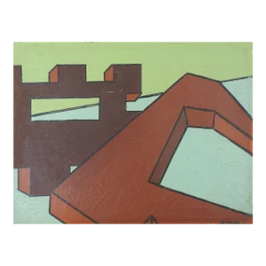 Vintage Mid Century Abstract Color Block Painting
