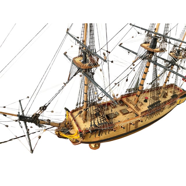 Alan Burghart Scale Model of HMS Rose 1757 Wooden Ship Display Case Handmade For Sale - Image 10 of 17