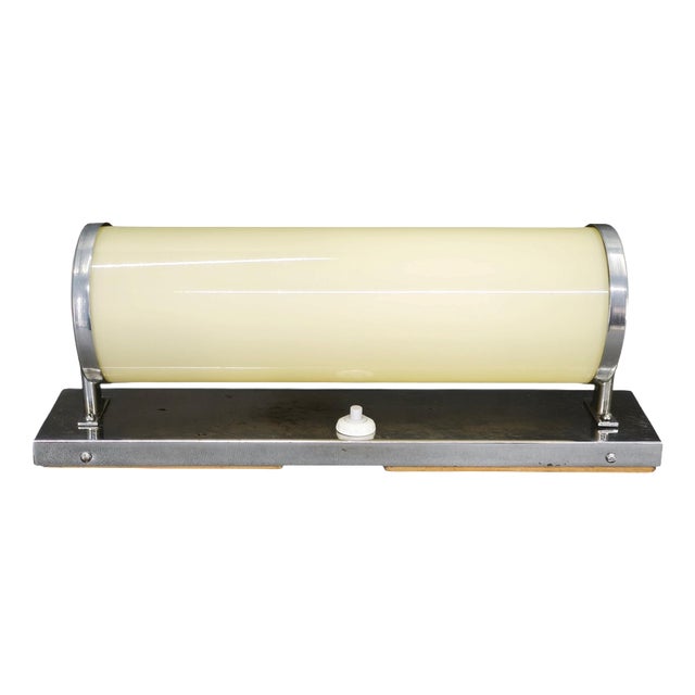 Vintage Bauhaus Chrome Wall Light with Cream Opaline Glass, Czechoslovakia, 1930s For Sale