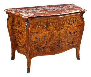 Lombard Inlaid Dresser in Louis Xv Style with Marble Top, 1950
