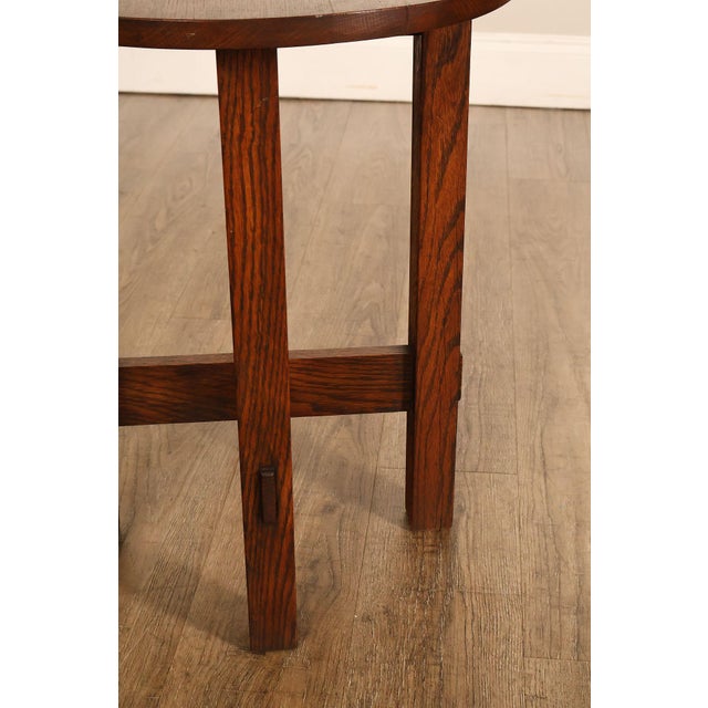 Brown Arts And Crafts Style Round Oak Lamp Table For Sale - Image 8 of 18