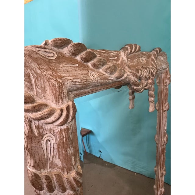 Camel Extremely Large Vintage Italian Hand-Carved Faux Bois Rope & Knot Mirror, Circa 1980s For Sale - Image 8 of 11