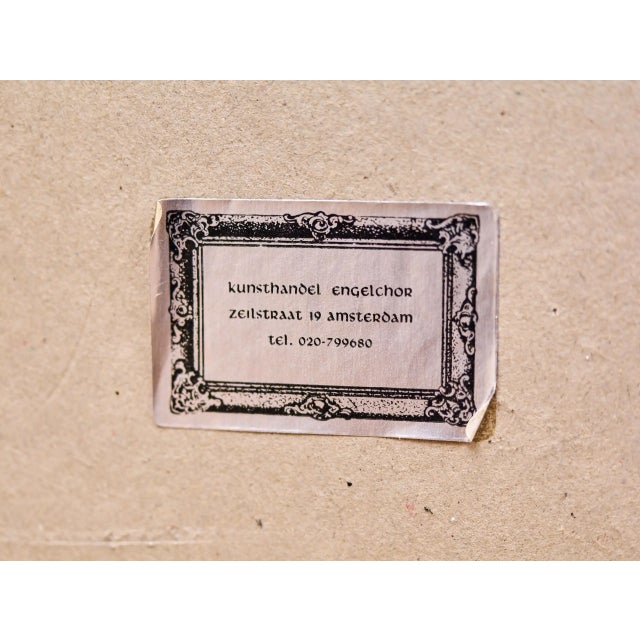 Paper Engelman, Amsterdam City Waterfront, 1980, Charcoal Drawing, Framed For Sale - Image 7 of 8