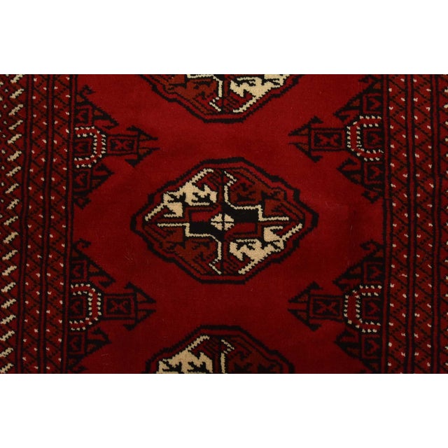 Textile Turkmen Runner 2’9” X 9’3” Red Wool Vintage Tribal Hand-Knotted Oriental Rug For Sale - Image 7 of 12