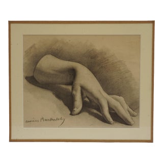 1920s Marius Barthalot Hand Model Anatomy Study Drawing, Framed For Sale