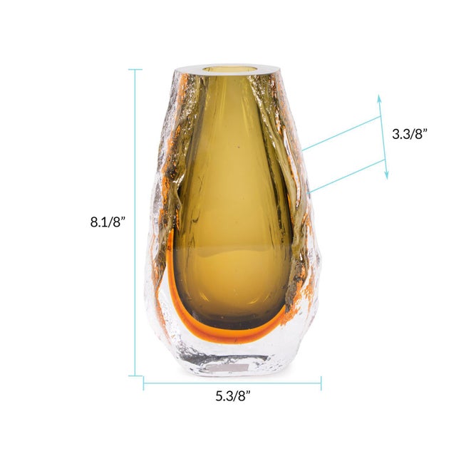 Dusty Olive Crystalized Glass Vase- Tall For Sale - Image 10 of 11