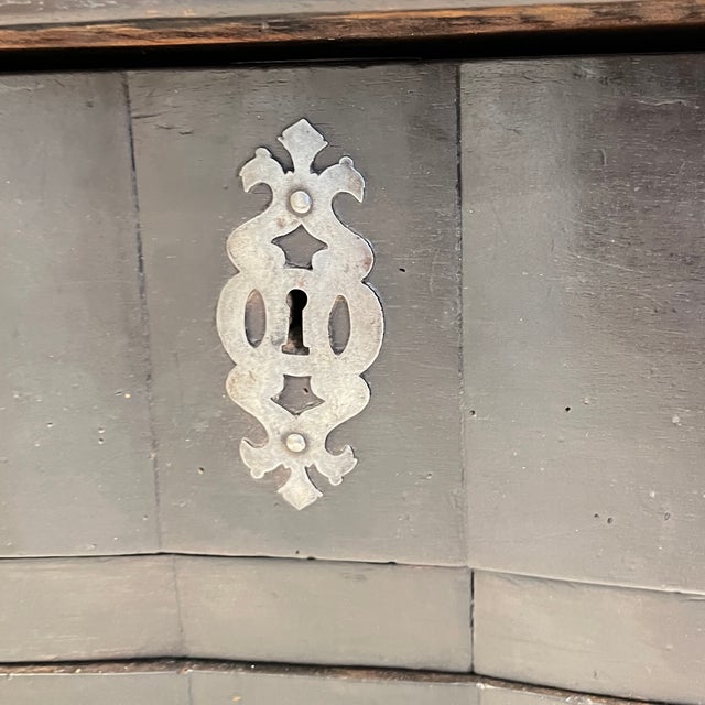 18th Century 18th Century French Black Antique Chest W/Hoof Feet and Silver Hardware For Sale - Image 5 of 8