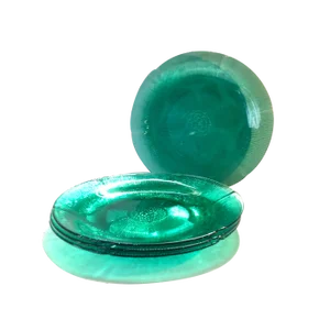 Vintage Forte Crisa Green Glass Plates- Set of 4