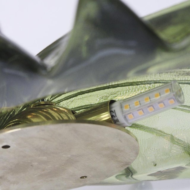 Floral Murano Glass Wall Sconces in Green, 2000, Set of 2 For Sale - Image 10 of 13