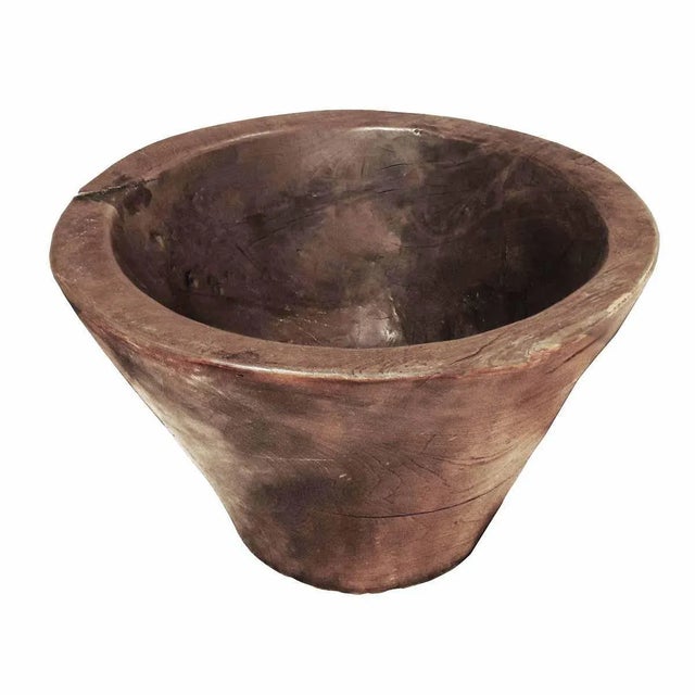 Brown Wood Bowl / Planter from Indonesia, Hand Carved, Mid-20th Century For Sale - Image 8 of 9