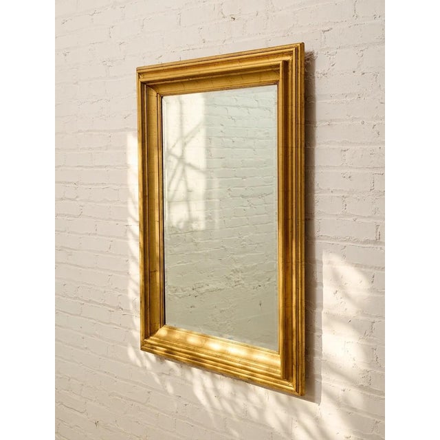 American Large Vintage Wood Framed Rectangular Wall Mirror For Sale - Image 3 of 6