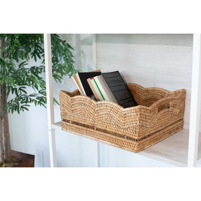 2020s Artifacts Rattan Scallop Collection Shelf Basket in Honey Brown - 14" For Sale - Image 5 of 9