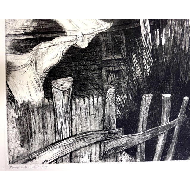 Paper Artist's Proof Etching by Joan Connell (American, Present) Titled 'Flying Sheets' C1965 For Sale - Image 7 of 13