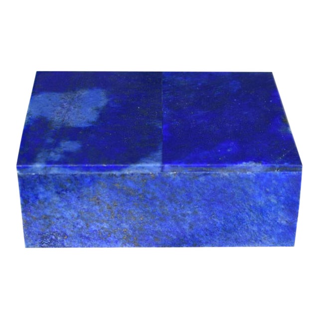 Blue Lapis Lazuli and Marble Stone Rectangular Jewelry or Trinket Box For Sale