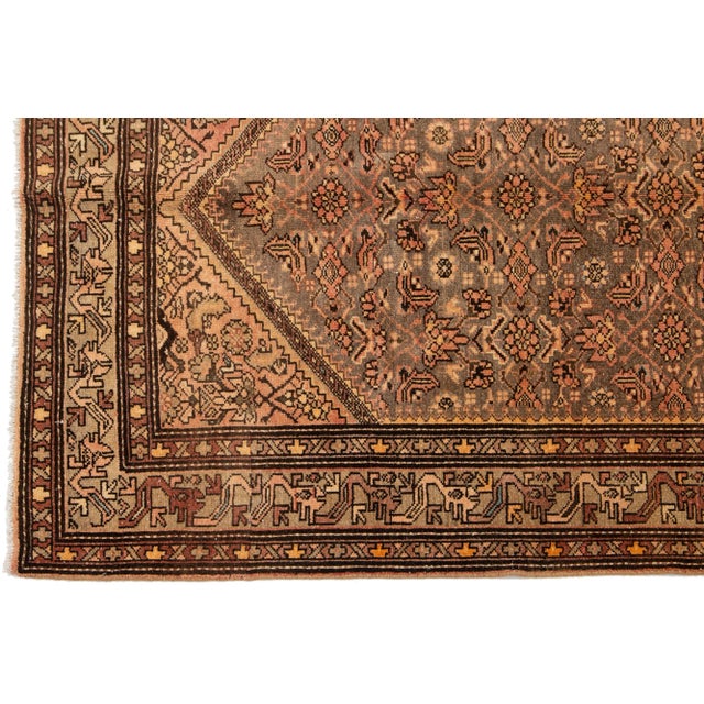 Textile Antique Persian Malayer Gray Wool Rug From the 1920s With Floral Pattern For Sale - Image 7 of 7