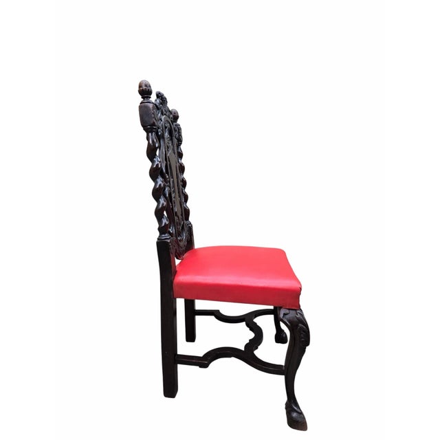 Antique Jacobean Revival Style Barley Twist Desk With Chair For Sale In Chicago - Image 6 of 12