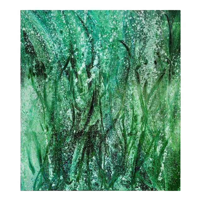 Contemporary Abstract Oil on Canvas "Grasswater" by Reiner Heidorn For Sale