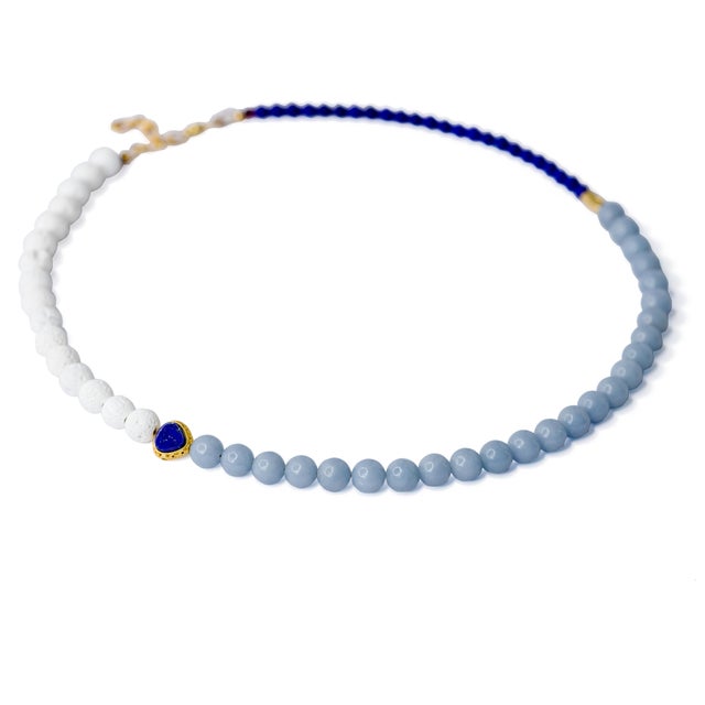 Metal Blue Angelite Luxe Necklace For Sale - Image 7 of 7