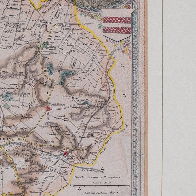 Antique County Map, Huntingdonshire, English, Framed, Moule, Atlas, Victorian For Sale - Image 9 of 12