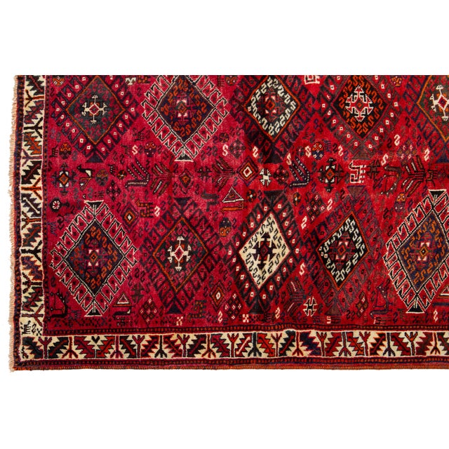 1950s 6 X 9 Vintage Persian Shiraz Handmade Wool Rug For Sale - Image 5 of 9