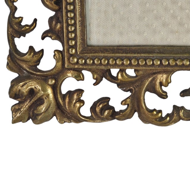 Victorian Bronze Gilt Picture Frame Gold Table Top Easel 14.5" For Sale - Image 3 of 9