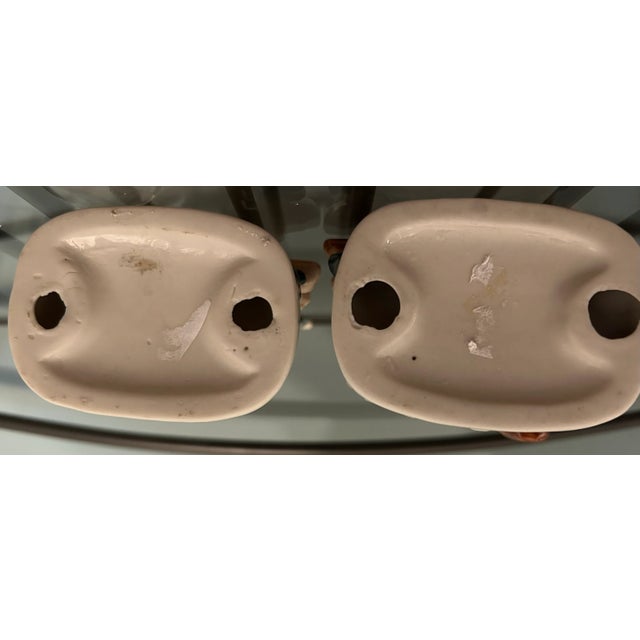 1960s Lot of Two Vintage Porcelain Figurines Boy and Girl With Trees and Birdhouses For Sale - Image 5 of 5