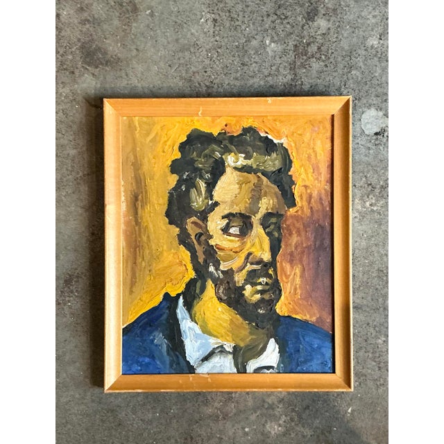 Goldenrod Vintage Original Oil Portrait on Canvas For Sale - Image 8 of 12